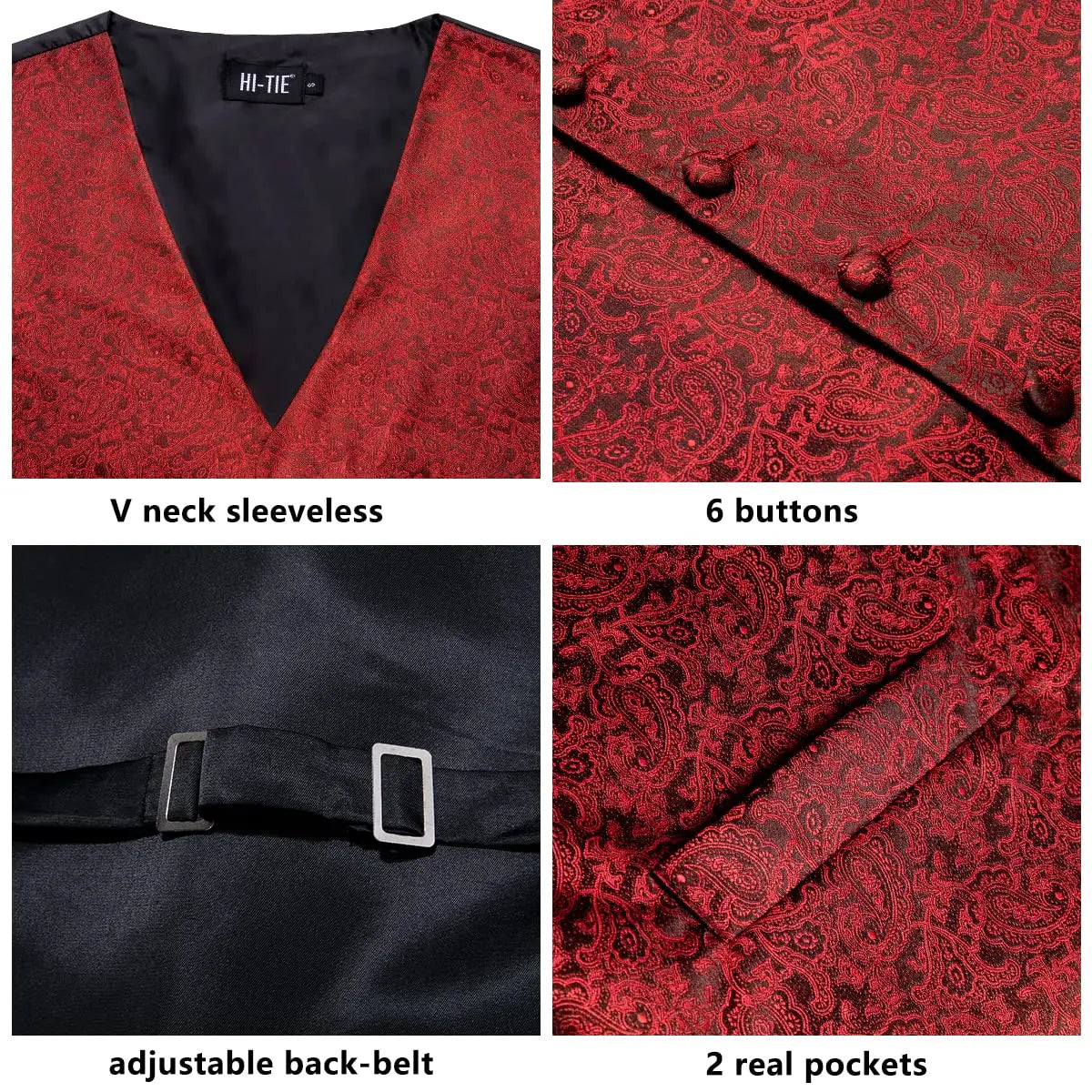 Luxury Silk Mens Vests Rose Gold Pink Striped Waistcoat Necktie Bowtie Hanky Cufflinks Set Waist Jacket For Men Wedding