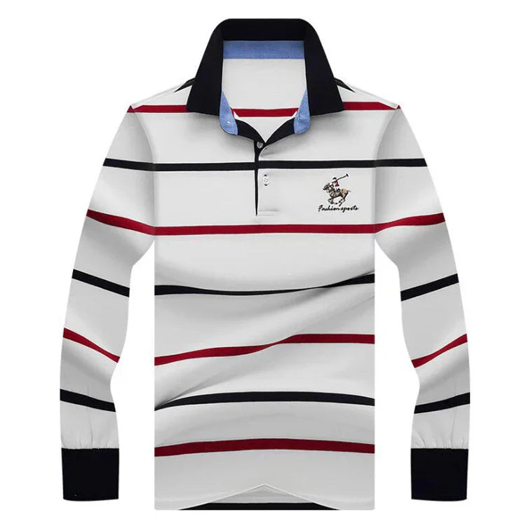 Autumn winter new polo shirt High quality brand cotton men's polo shirt Long sleeve casual striped shirt polo men clothing
