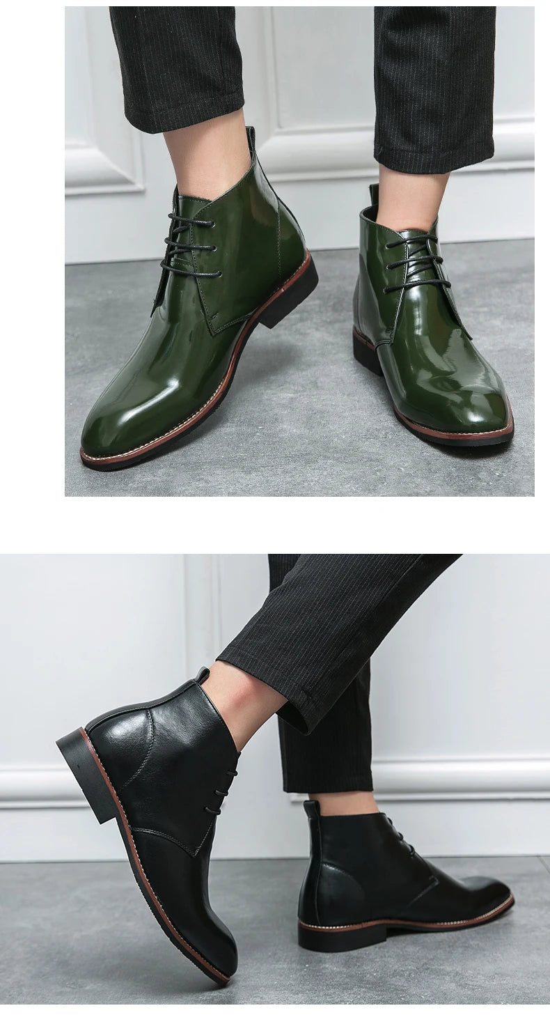 Mayba Pointed Leather Shoes Men Casual Shoes Ankle Boots Size 38-48