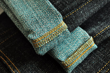 308XX-BO-Wind Jeans for Men Furinkazan Selvedge raw denim Jeans Mens Jeans 66 MODE Fit 16.8 OZ Silver-plated Buttons