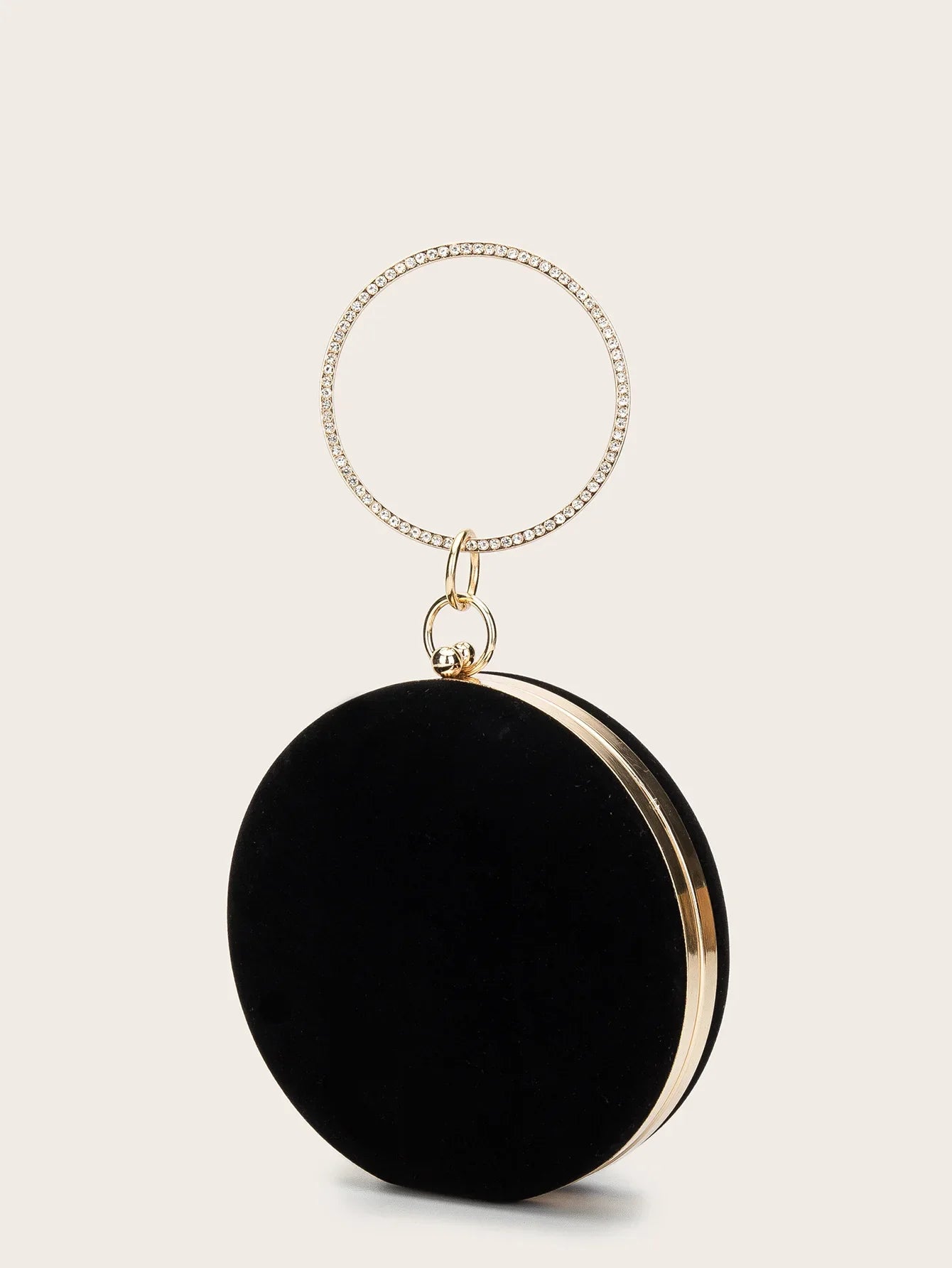 Women Velvet Evening Bag Party Metal Crystal Round Clutches Evening Bags Wedding Bag Bridal Shoulder Handbag Clutch Purse