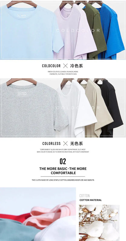 Summer Cotton T Shirts Men 2025 Simple O Neck Stretch Solid New Tops Clothing Casual Tshirt Man Streetwear Cool Tee Shirts