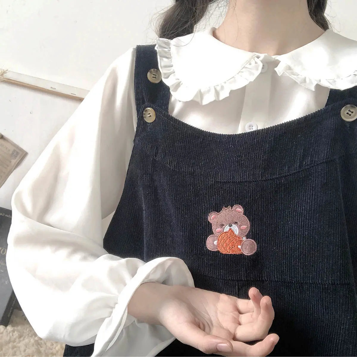 Peter Pan Collar Sweet Shirt Women Lolita Japanese Kawaii Blouse Puff Long Sleeve Elegant White Female Top Basic School Shirts