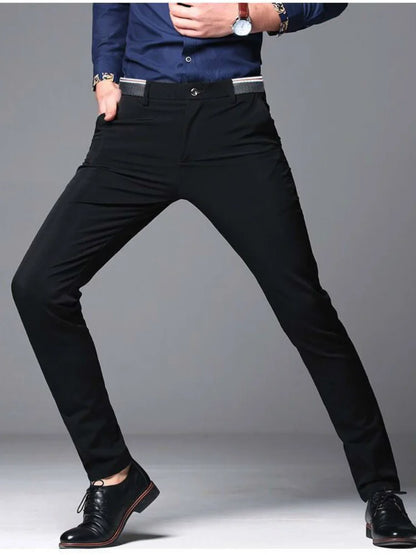 Stretch Suit Trousers for Men Office Pants Non-Ironing Slim Fit Bridegroom Suits Wedding Business Black Suit Pants Men