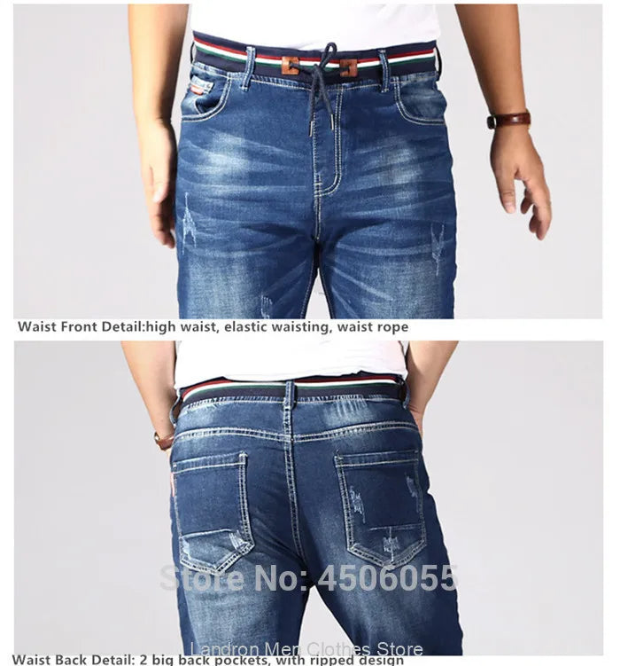 Distressed Extra Large Jeans For Men Stretch Denim Trousers 6XL 7XL 8XL Big Plus Size Mens Ripped Pants 160KG Male Elastic Jean