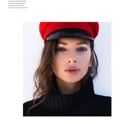 Winter caps women newsboy caps Thick warm  letter embroidery wool cap  S M L plaid patchwork militray caps