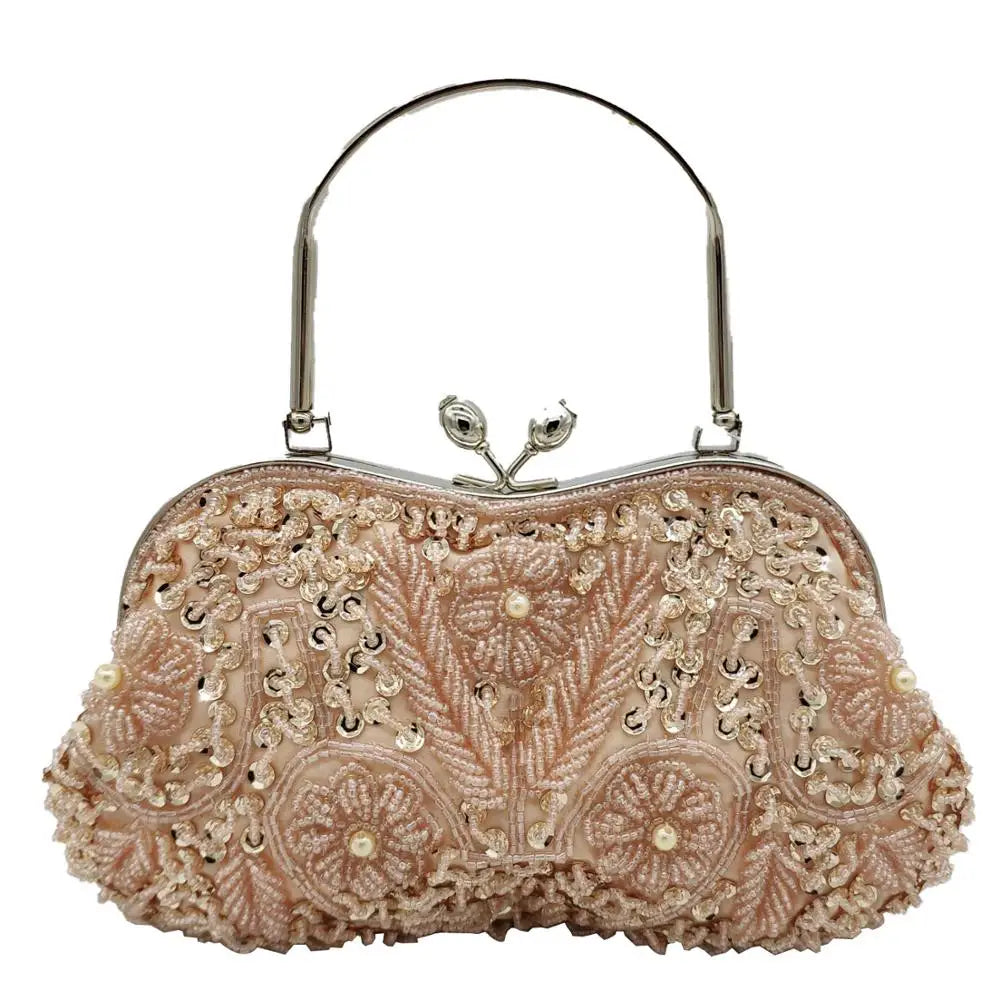 Elegant Frame Women Formal Beaded Evening Purses and Handbags Bridal Sequins Clutch Bag Cocktail Party Bag