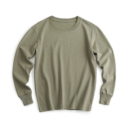 Autumn New Brand Mens Long Sleeve Tshirt Cotton T Shirt Men Vintage Casual Loose Brown Tops Unisex Home Hip Hop Streetwear