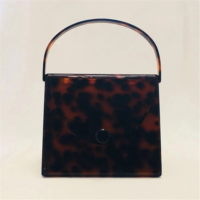 New Brand Acrylic Evening Bags Black Amber Leopard Clutch Purse Luxury Designer Women Wallet Wedding Bridal Party Prom Handbag