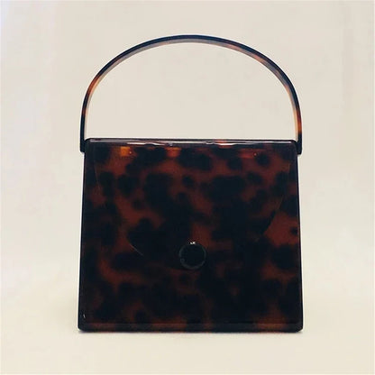 New Brand Acrylic Evening Bags Black Amber Leopard Clutch Purse Luxury Designer Women Wallet Wedding Bridal Party Prom Handbag