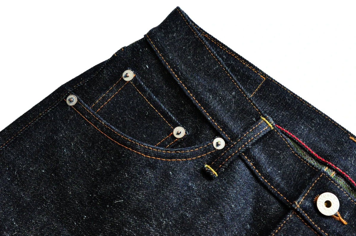 Mens Jeans cotton linen Selvedge Sanforized Raw Denim Jeans for Men Straight Fit Silver Button 19 oz