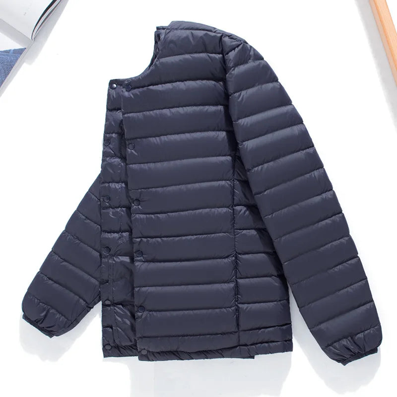 Matt Fabric Ultra Light Down Jacket Men V-neck Men's Down Jacket Slim Windproof Portable Lightweight Coat Warm Liner