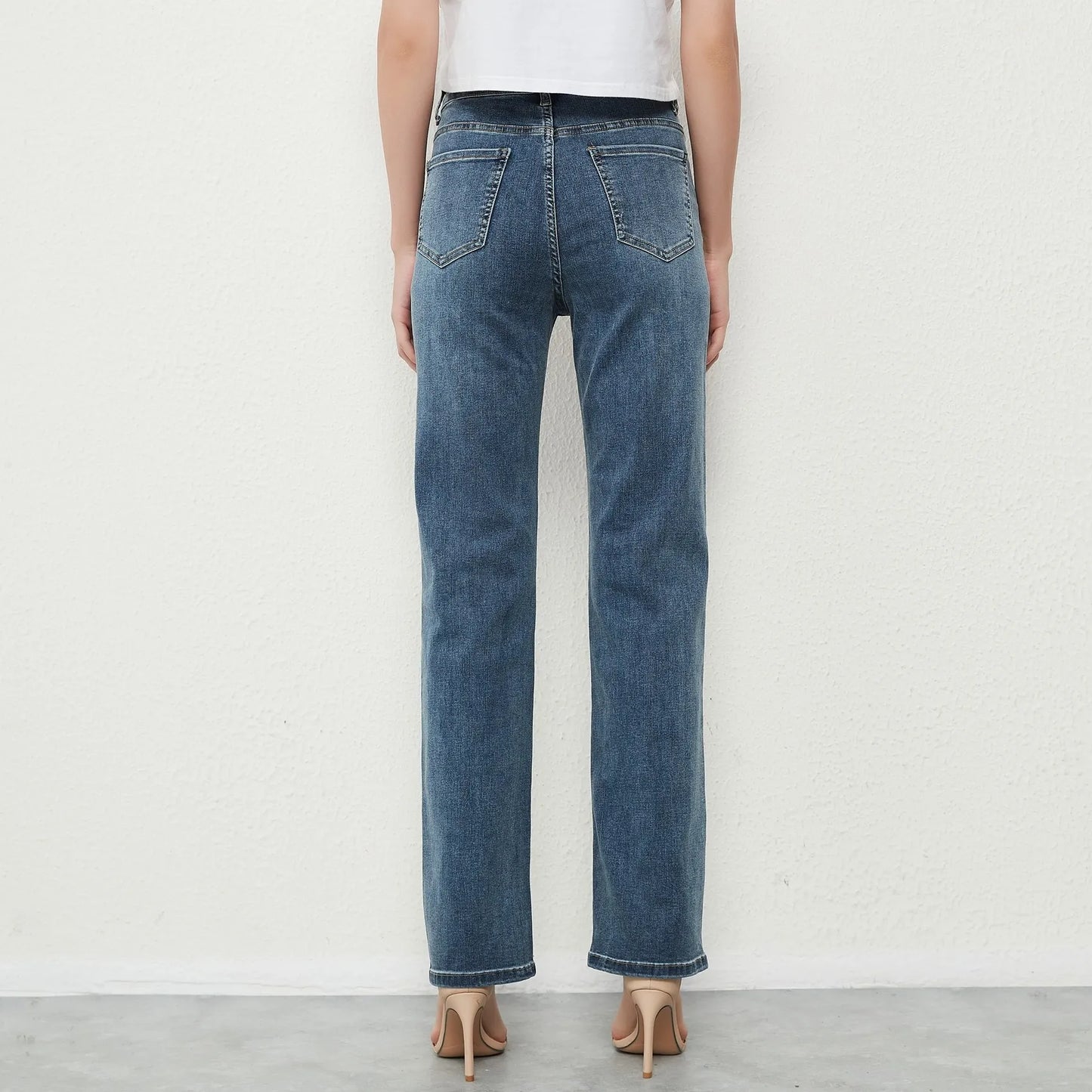 New Stretch Straight High Waist Jeans Women Vintage Baggy Full Length Long Denim Trousers Streetwear 2021 Jeans