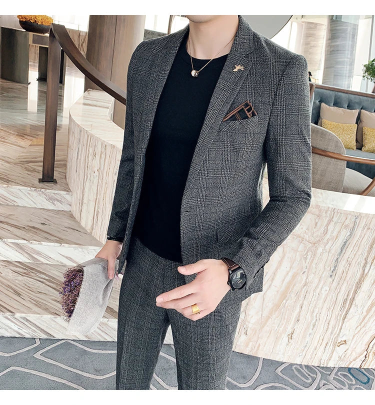 25 Colors 1 Pcs Blazer No Pants S-7XL New Wedding Dress Formal Business Slim Mens Suit Jacket Plaid Striped Solid Color
