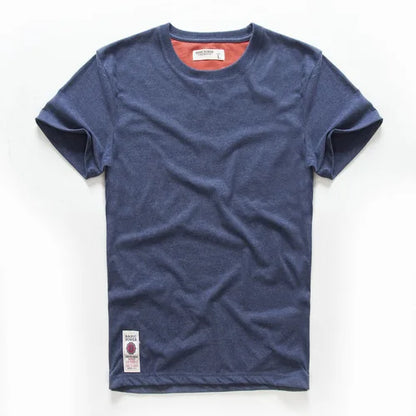 New Men Cotton Solid T-Shirt Mens Short Sleeve T-shirt Multi Pure Color Fancy Yarns T Shirt Color Wine White Blue