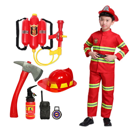 Halloween Kids Firefighter Uniform Children Sam Fireman Role Work Clothing Suit Boy Kids Cosplay Costume Party Costume Gift