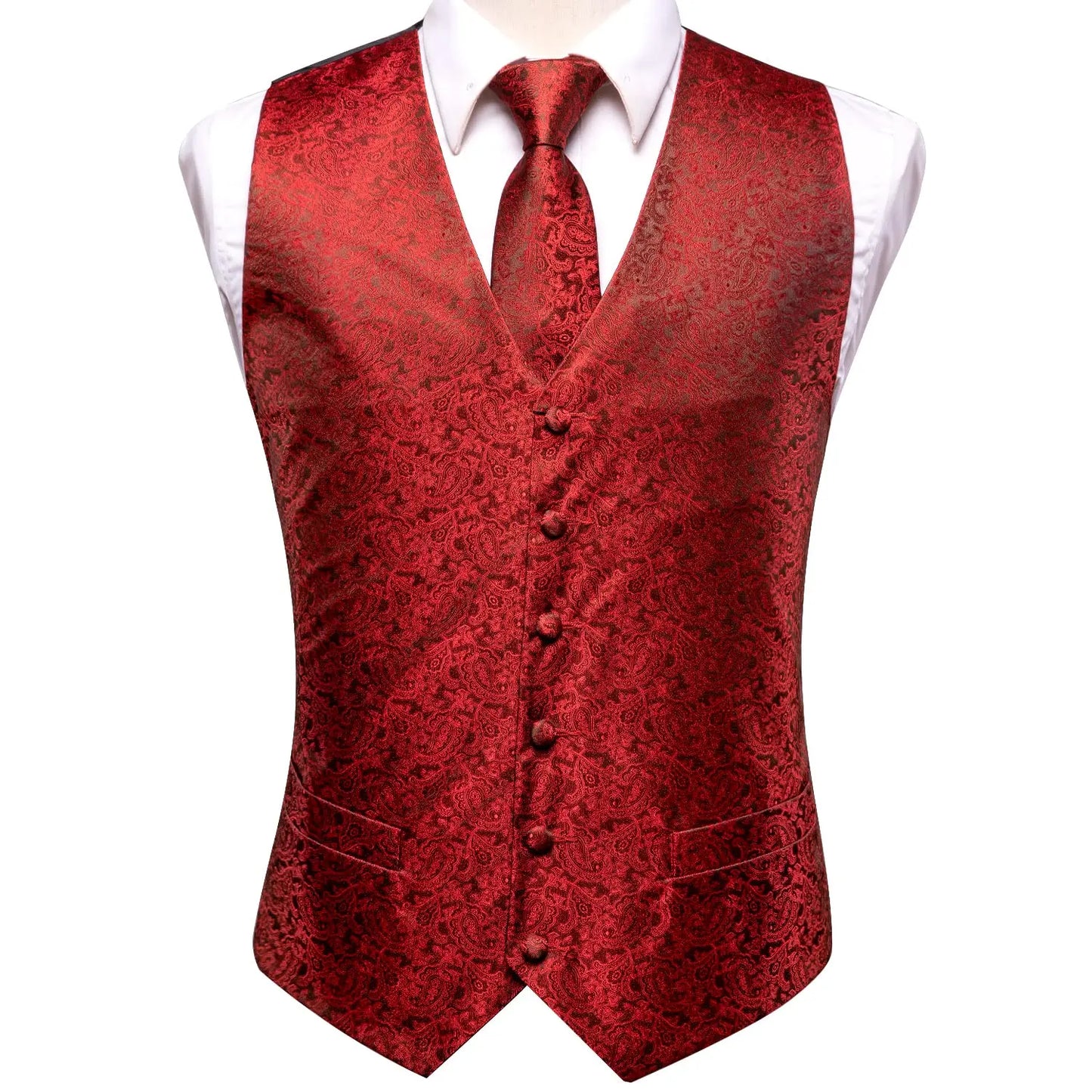 Luxury Silk Mens Vests Rose Gold Pink Striped Waistcoat Necktie Bowtie Hanky Cufflinks Set Waist Jacket For Men Wedding