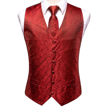 Luxury Silk Mens Vests Rose Gold Pink Striped Waistcoat Necktie Bowtie Hanky Cufflinks Set Waist Jacket For Men Wedding