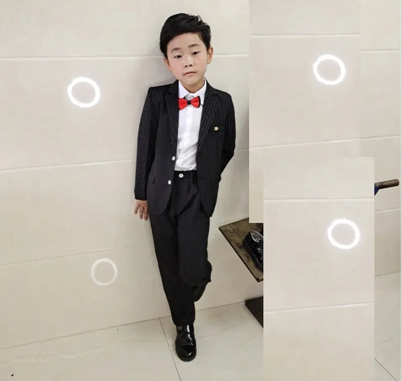 School uniform Dress for boys Formal Birthday Suits for Weddings Blazer Pants 2Pcs Kids Gentleman Party Child Clothing Sets F64