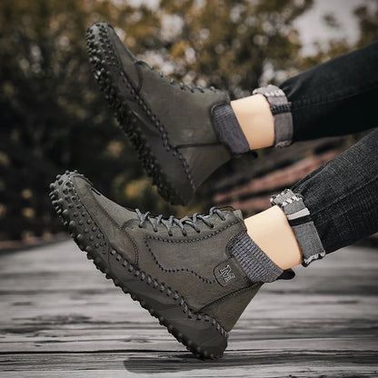 Winter Warm Men's Casual Shoes Fashion Men's Leather Boots Comfortable Men's Ankle Boots Outdoor High Quality Hiking Boots Men