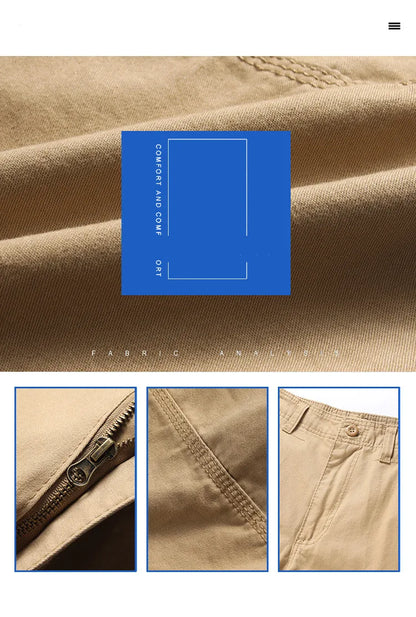 Men's Spring Baggy Cargo Pants Work Overalls Tactical Multi-Pocket Casual Cotton Pants Male Army Straight Slacks Long Trousers