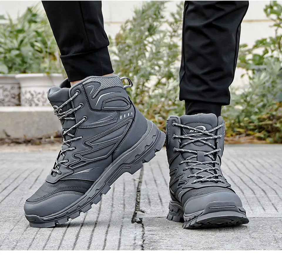 2022 New Designers Brand Action Leather Winter Shoes Men High Top Plush Non-Slip Snow Boots Man Warm Ankle Boots Mansculino