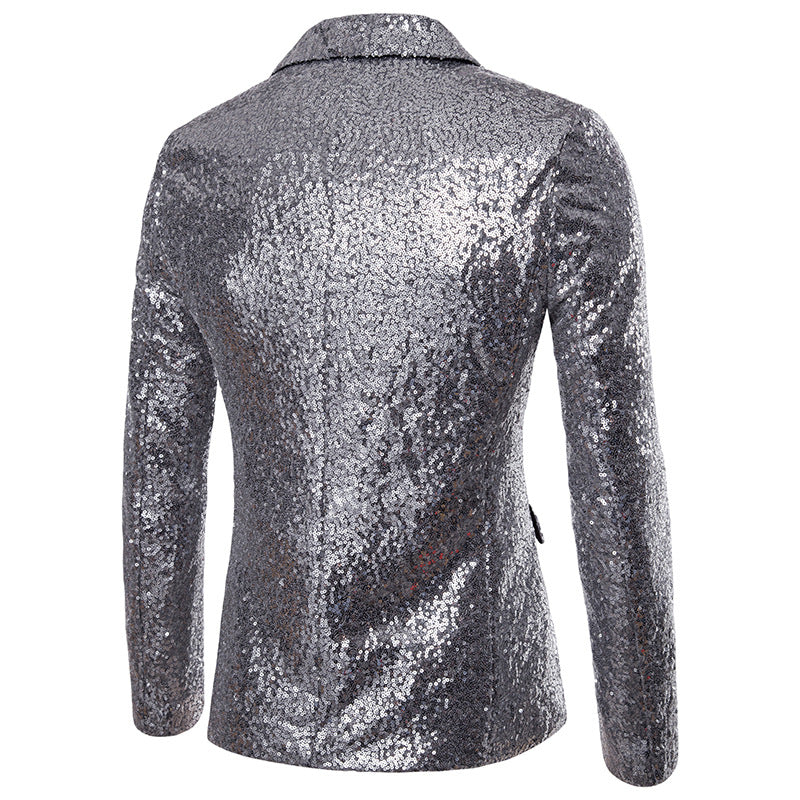 Men Glitters Suit Jackets Sequins Party Button Dance Bling Coats Wedding Party Men Blazer Gentleman Formal Suit Plus Size 2XL