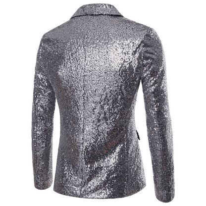 Men Glitters Suit Jackets Sequins Party Button Dance Bling Coats Wedding Party Men Blazer Gentleman Formal Suit Plus Size 2XL