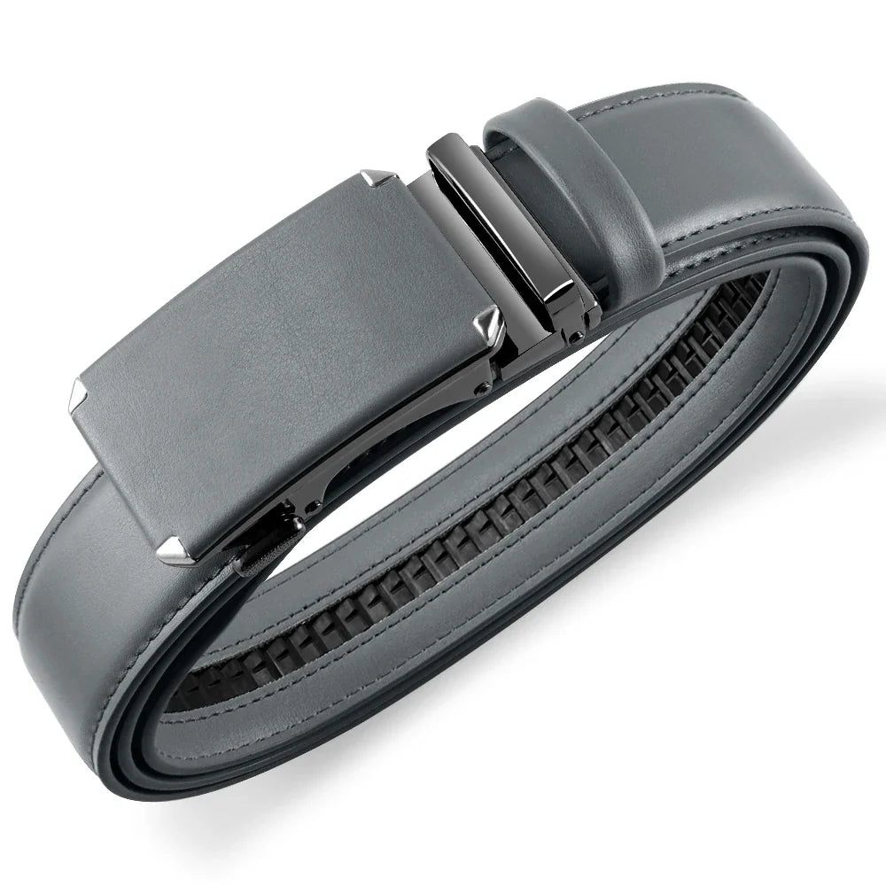 Multicolor Genuine Leather Men's Belts Fashion Business Automatic Buckle Straps Ratchet Cow Leather Waistband 3.5cm Width