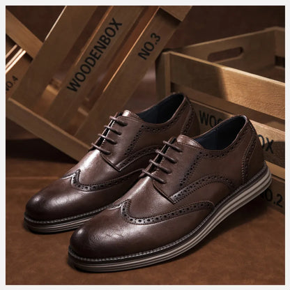 Genuine Leather Dress Shoes Comfy Men Casual Shoes Smart Business Work Office Lace-up Men Shoes