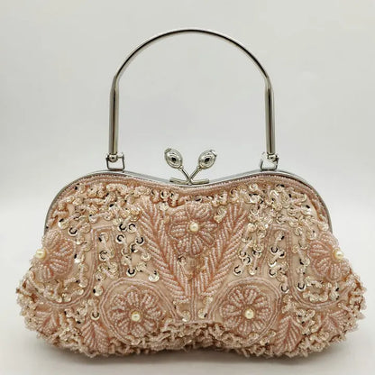 Elegant Frame Women Formal Beaded Evening Purses and Handbags Bridal Sequins Clutch Bag Cocktail Party Bag