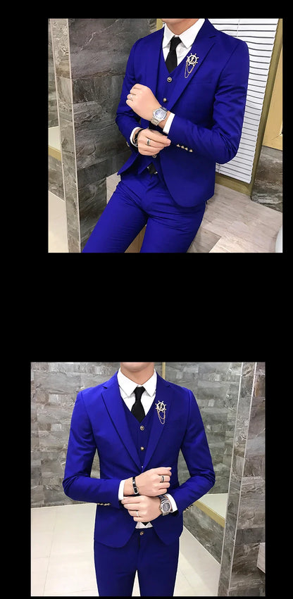 Men's Suits High Quality Wedding Groom Tuxedos Single Button Slim Fit Business Prom Dress Men's Formal Dress Suits