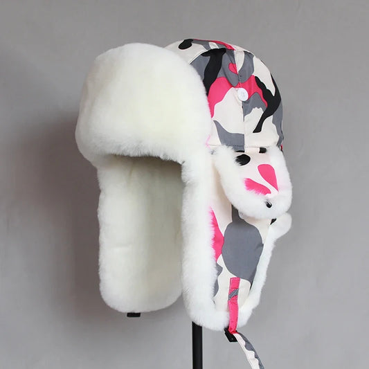 Men Women Russian Bomber Hat Winter Trooper Earflap  Hat Trapper Unshanka Faux Fur Hat
