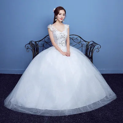Wedding Dress Sexy V-neck Lace Embroidery Court Train Ball Gown Princess Wedding Dresses Vestido De Noiva Plus Size