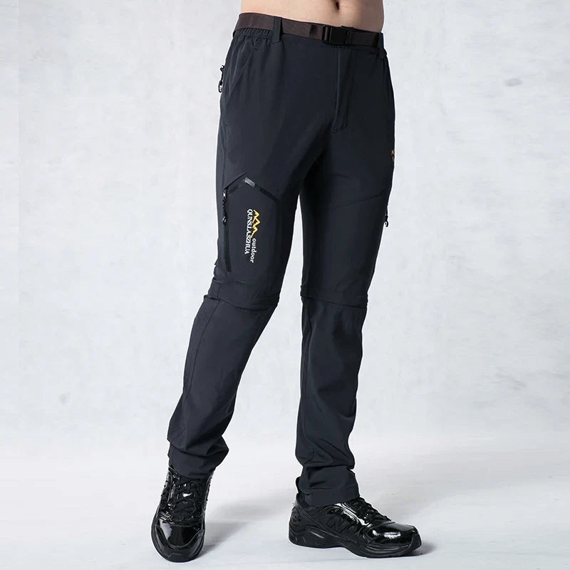Men's Camping Hiking Pants Trekking Stretch Summer Quick Dry UV-Proof Outdoor Travel Trousers Detachable into Shorts