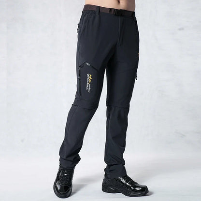 Men's Camping Hiking Pants Trekking Stretch Summer Quick Dry UV-Proof Outdoor Travel Trousers Detachable into Shorts