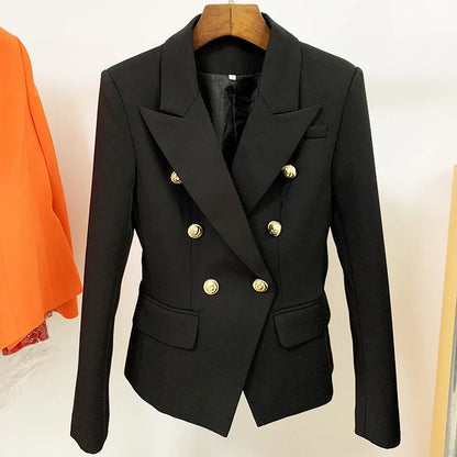 TOP QUALITY New Fashion 2026 Designer Jacket Women's Classic Double Breasted Metal Lion Buttons Blazer Outer Size S-5XL
