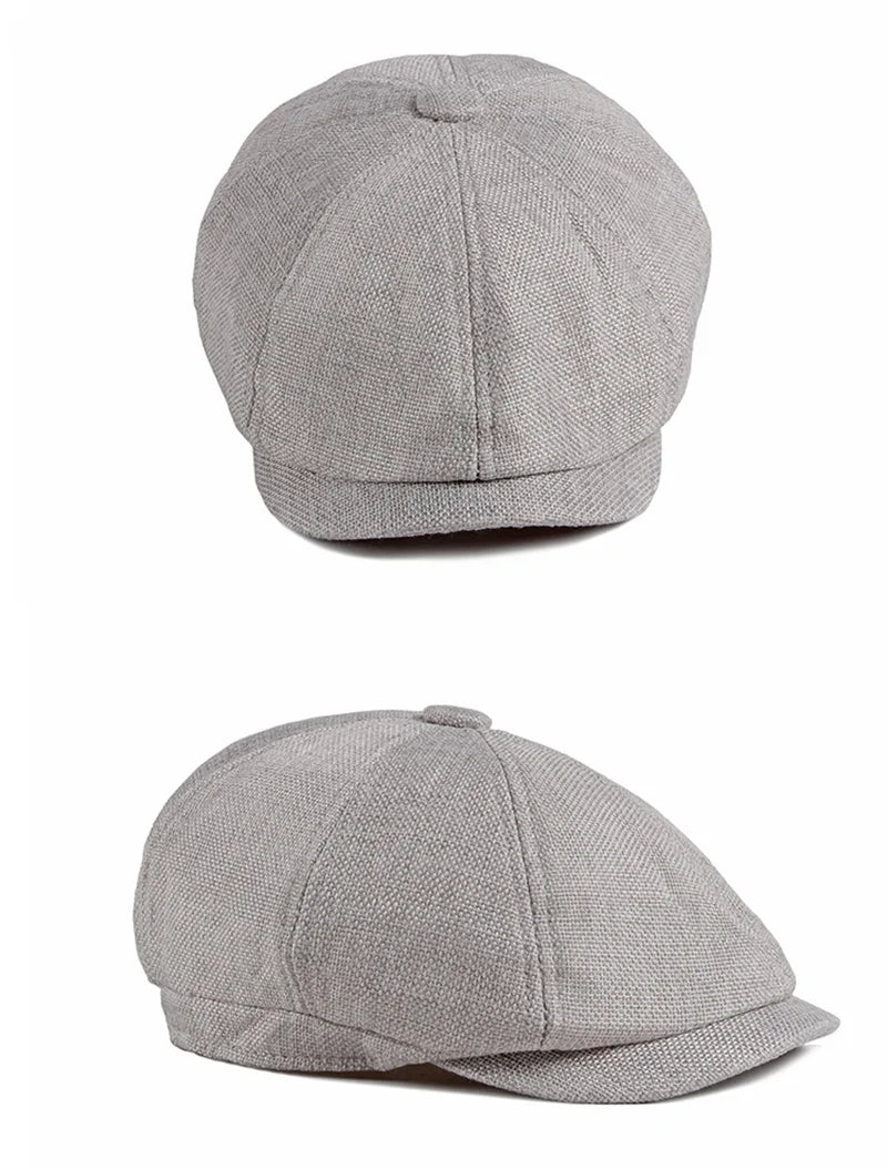 NEW Newsboy Cap Men Spring Summer Octagonal Hat For Male British Herringbone Flat Caps Retro Eight Blade Hats Breathable