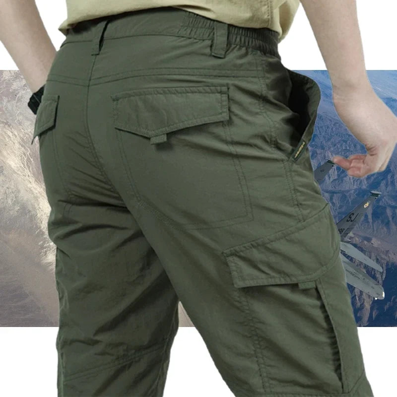 2024 Men's Tactical Casual Pants Thin Breathable Summer Casual Long Trouser Male Slim Waterproof Quick Dry Pocket Cargo Pants
