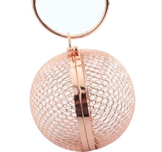 girl Hollow Out Women Round Metal Clutches bags Hard Case Evening Bags Handbags and Purses Chain Shoulder Bag clutch purse gift