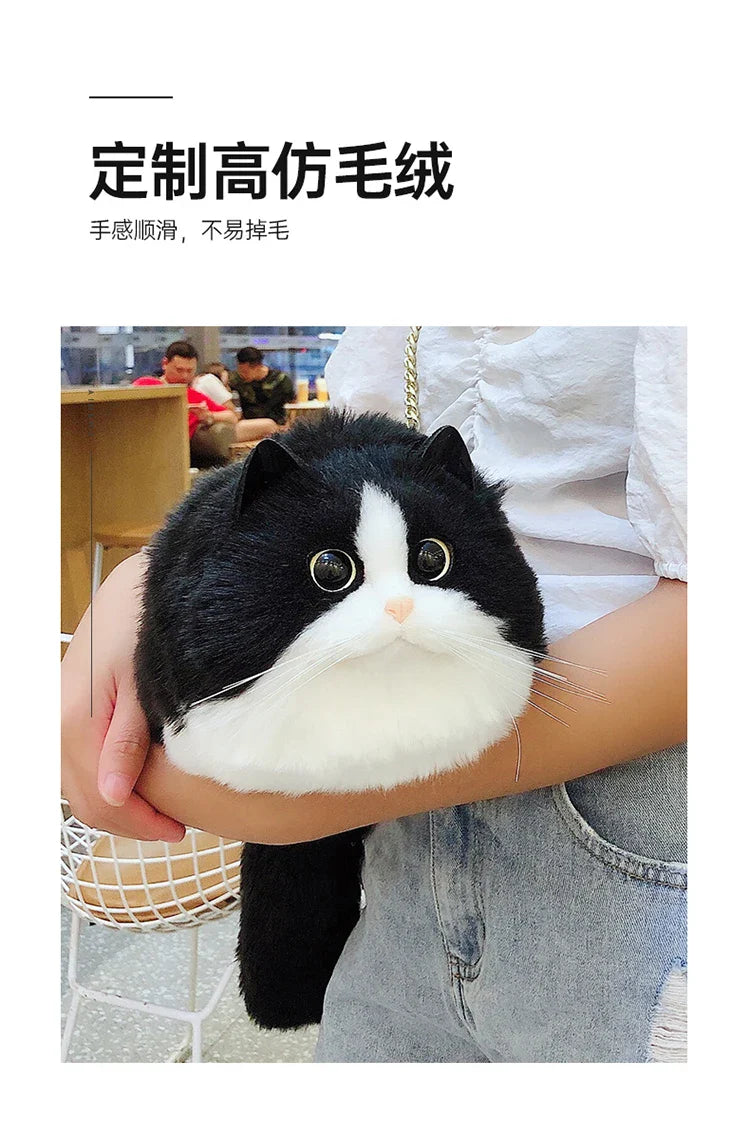 Mini bag with versatile chain high quality cute fashion Black And White cat bag cross body bag clutch Handbag