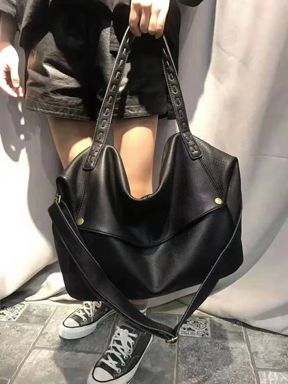 Women's 100% Genuine Cowhide Hobo Bag Large Capacity Soft Leather Shoulder Crossbody Vintage Handbag