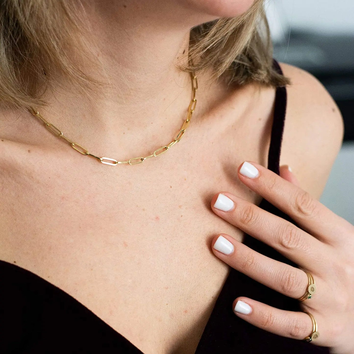 925 Sterling Silver Paper Clip Chain Necklaces Lobster Clasp Simple Necklace Women Unique Design Neck Jewelry SC40