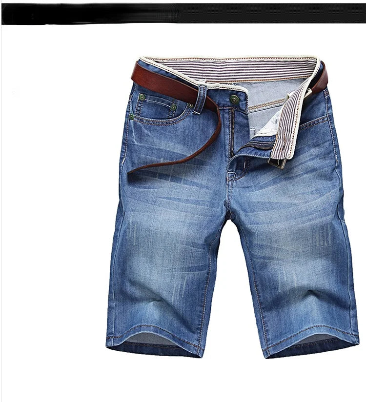 Summer Thin Denim Shorts For Men Good Quality Shorts Jeans Men Cotton Solid Straight Jeans Shorts Male Blue Casual Jeans Size 40