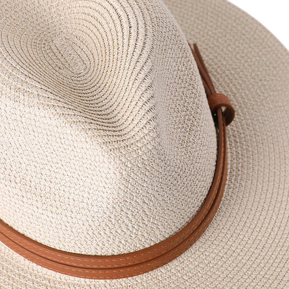56-58-59-60CM New Natural Panama Soft Shaped Straw Hat Summer Women/Men Wide Brim Beach Sun Cap UV Protection Fedora Hat
