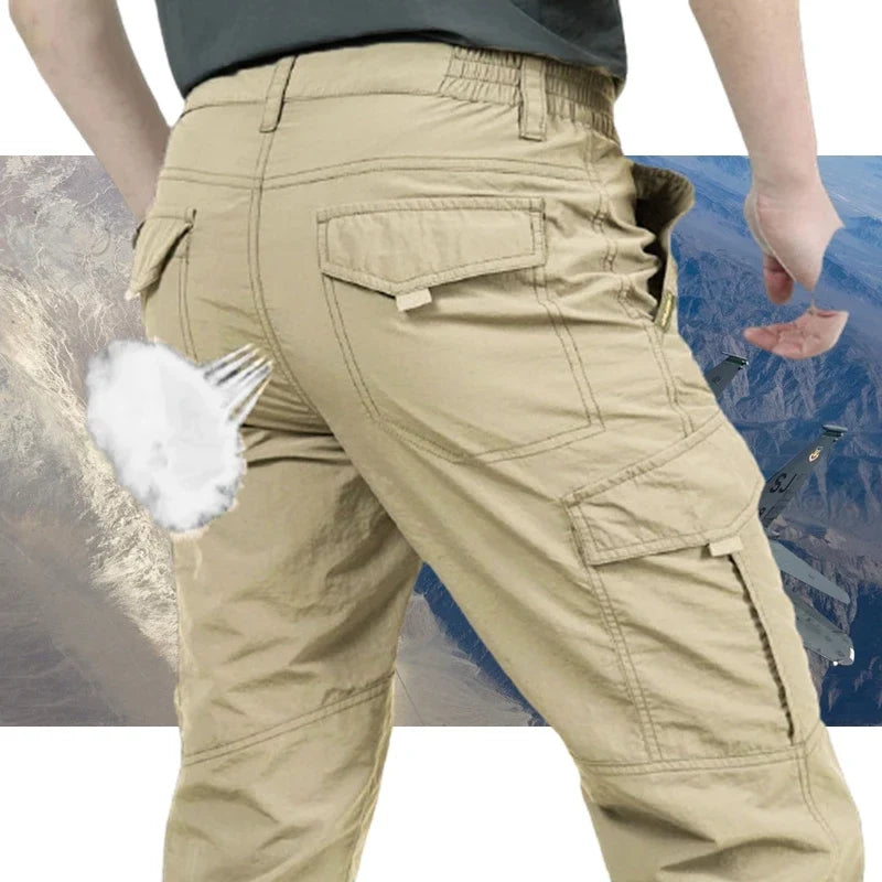 2024 Men's Tactical Casual Pants Thin Breathable Summer Casual Long Trouser Male Slim Waterproof Quick Dry Pocket Cargo Pants
