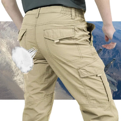 2024 Men's Tactical Casual Pants Thin Breathable Summer Casual Long Trouser Male Slim Waterproof Quick Dry Pocket Cargo Pants