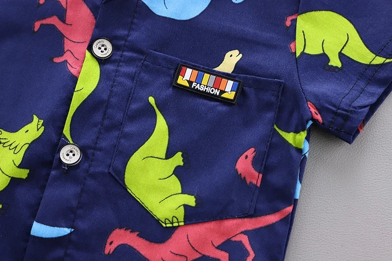 Toddler Baby Boys Girls Clothes Sets For Summer Boys Clothing Outfits Suit Cartoon Dinosaur Printing T Shirt +Shorts Pants