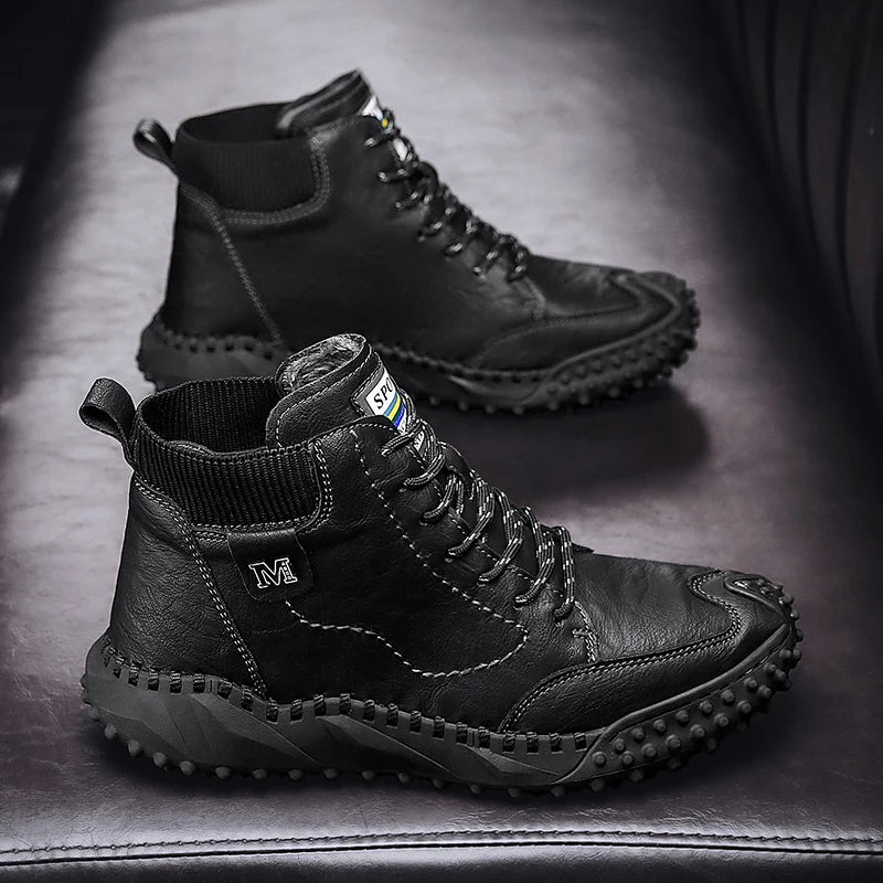 Winter Warm Men's Casual Shoes Fashion Men's Leather Boots Comfortable Men's Ankle Boots Outdoor High Quality Hiking Boots Men