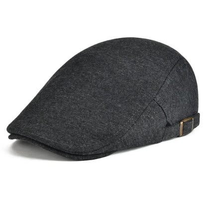 100% Cotton Men Black Flat Ivy Cap Soft Solid Color Gatsby Driving Cabbie Casual Hat Adjustable Newsboy Caps